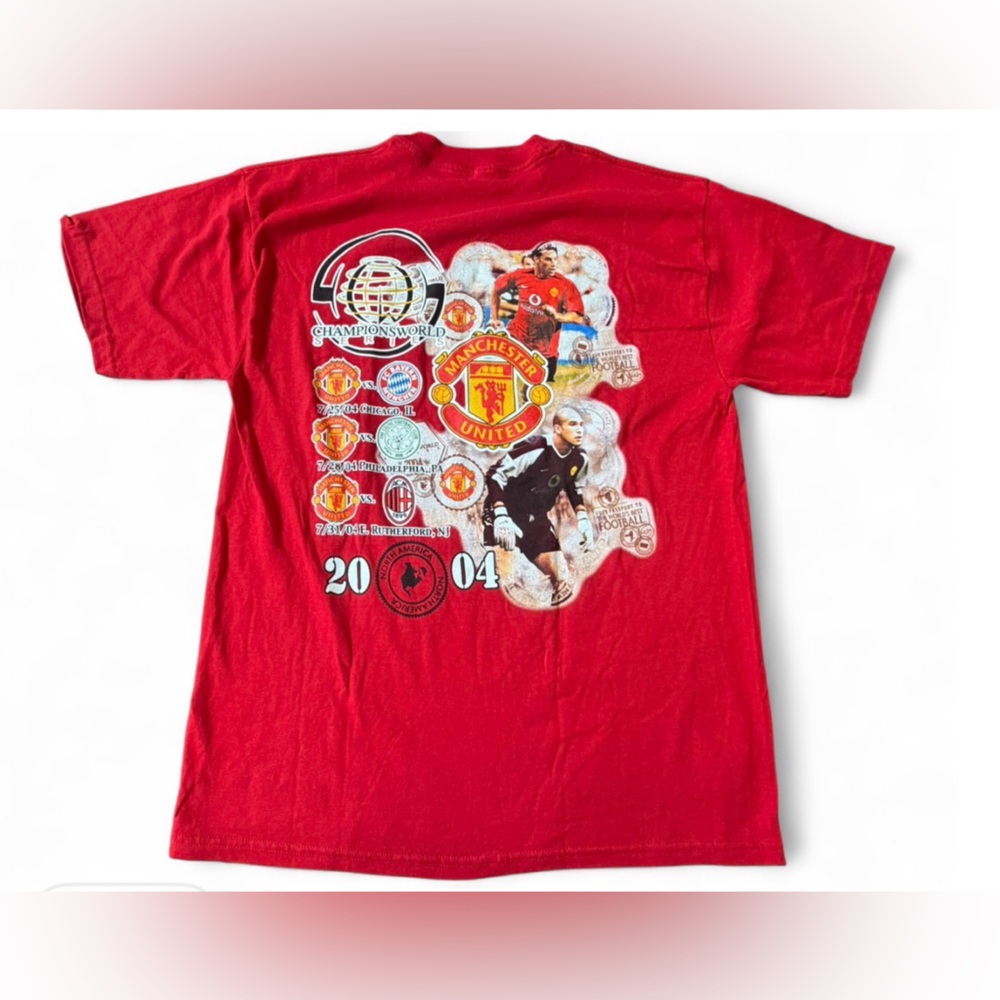 2004 Y2K Jerzees Manchester United Champions Tee NJ Game 100% Cotton T-Shirt Top